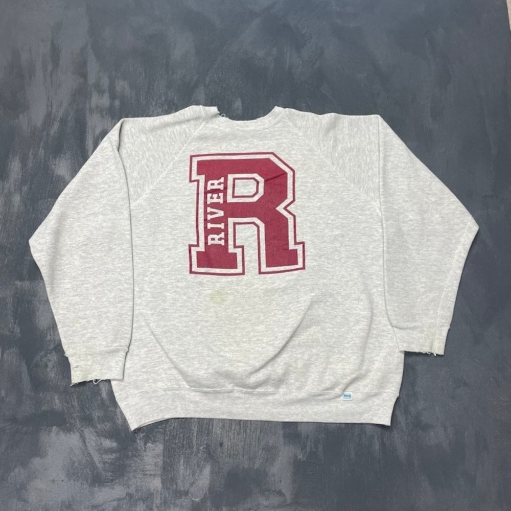 Vintage Discus Athletic River R Graphic Sweatshirt Mens‎ XL Gray 90s Made in USA